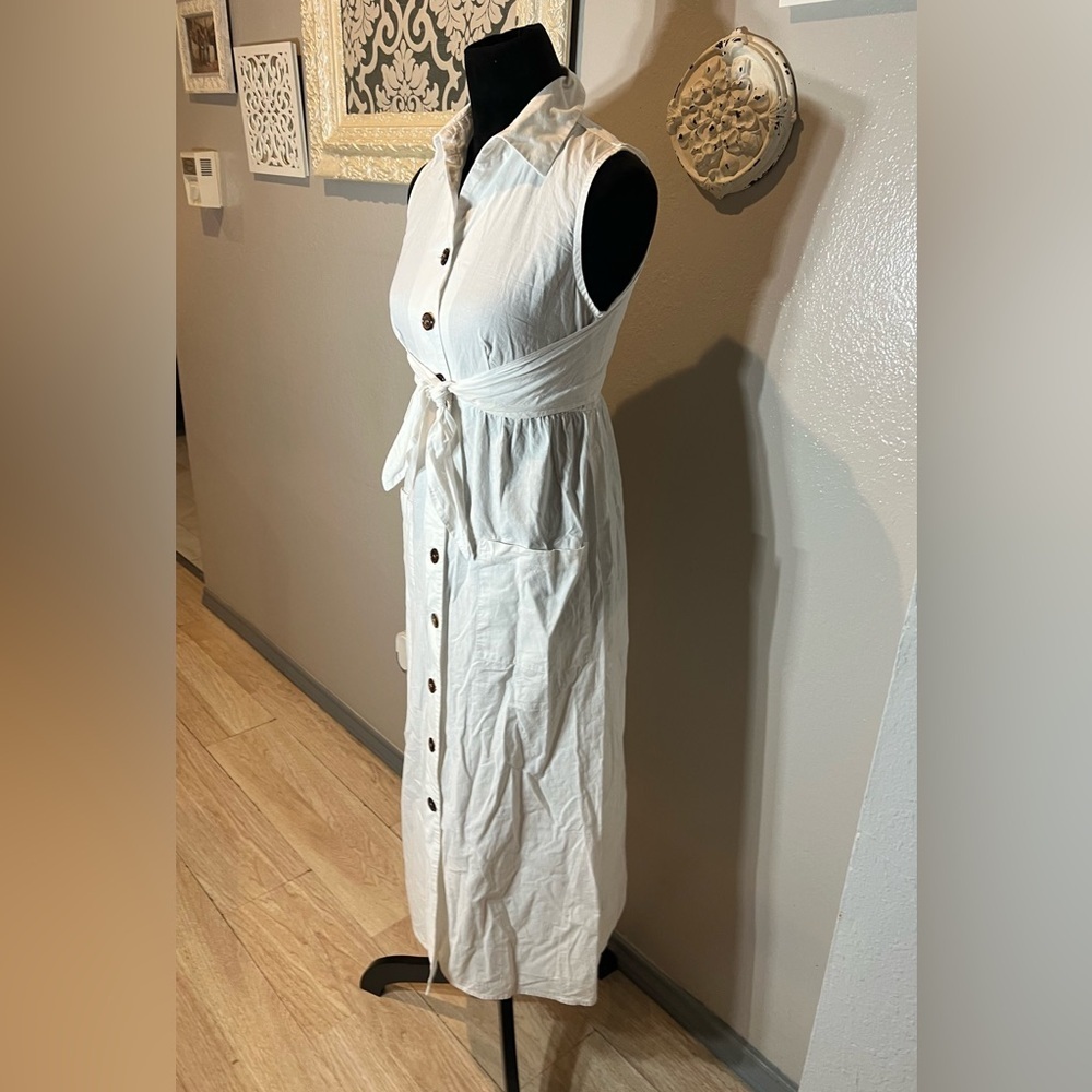 Rabbit Rabbit Rabbit White Button-Front Maxi Dress - image 5